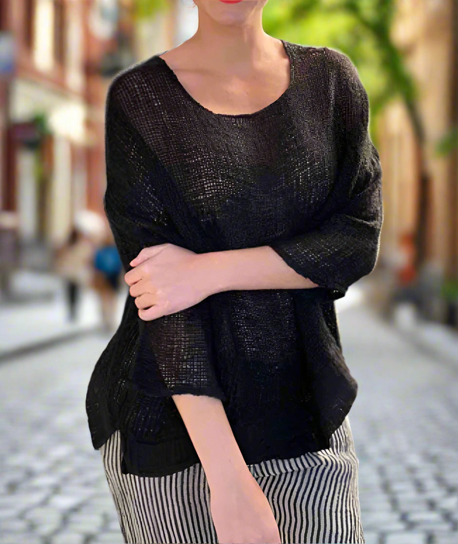 La Bottega di Brunella Top Maglia Europa - Campagna Black - LUXAMORE -Tops-