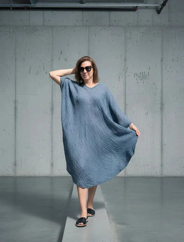 La Bottega di Brunella Linen Dress VESTITO FAUSTA - Garza Egitto LUXAMORE  