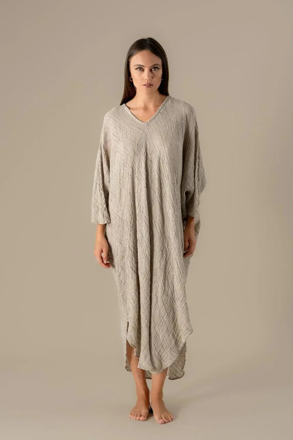 La Bottega di Brunella Linen Dress VESTITO FAUSTA - Garza Egitto Palma LUXAMORE  