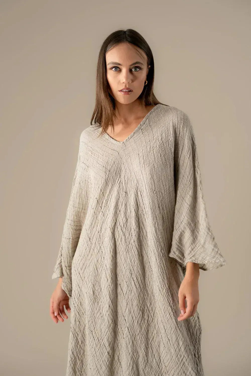 La Bottega di Brunella Linen Dress VESTITO FAUSTA - Garza Egitto Palma LUXAMORE  