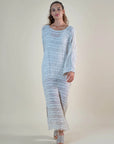 Woman Wearing La Bottega di Brunella Linen Dress VESTITO GALASSIA - Rete Galaxy Mesh linen dress LUXAMORE 