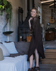La Bottega di Brunella Linen Dress Vestito Fausta Campagna - Chocolate - LUXAMORE -Dress-La Bottega di Brunella Dress Vestito Fausta - Campagna linen dress garments, designed and handcrafted in Italy. Shop La Bottega di Brunella Linen at Luxamore.