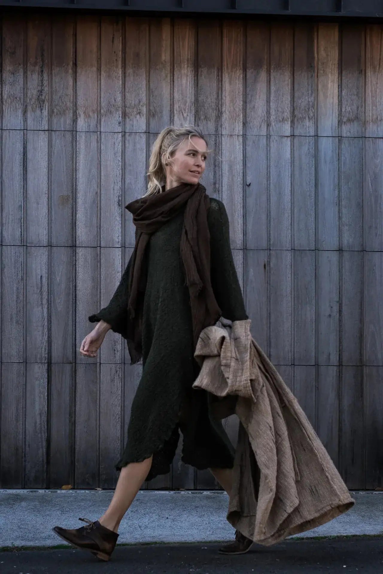 La Bottega di Brunella Linen Dress Vestito Fausta Campagna - Chocolate LUXAMORE  