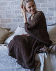 La Bottega di Brunella Linen Dress Vestito Fausta Campagna - Chocolate LUXAMORE  