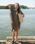 La Bottega di Brunella Linen Dress Vestito Fausta Campagna - Fossil LUXAMORE  