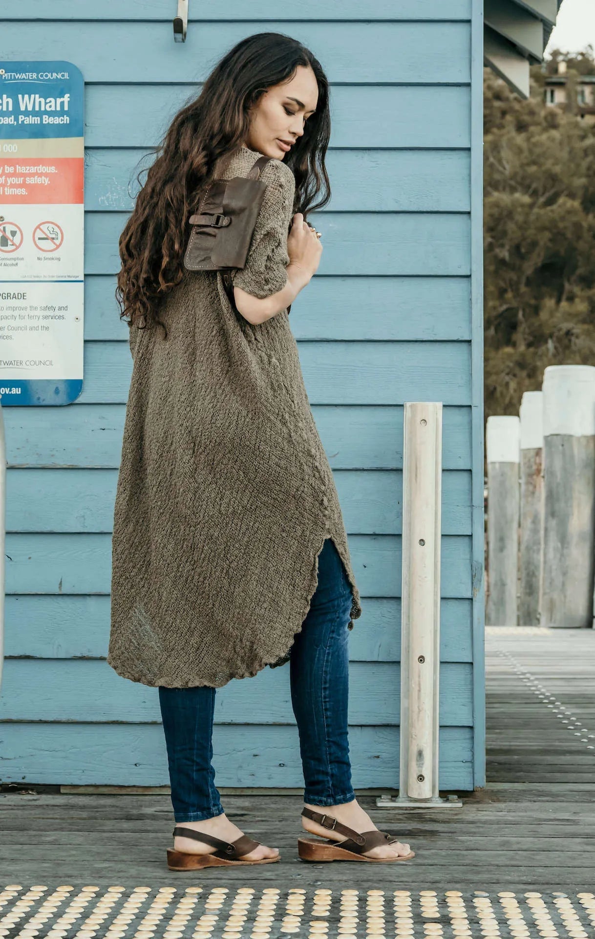 La Bottega di Brunella Linen Dress Vestito Fausta Campagna - Fossil - LUXAMORE -Dress-