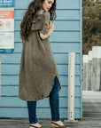 La Bottega di Brunella Linen Dress Vestito Fausta Campagna - Fossil - LUXAMORE -Dress-
