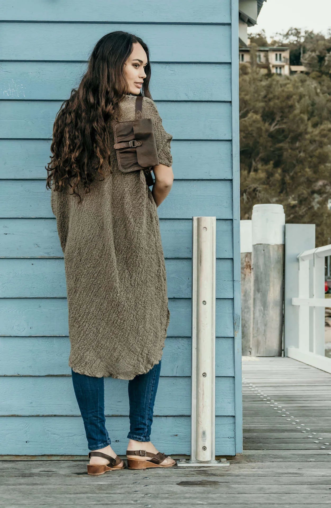 La Bottega di Brunella Linen Dress Vestito Fausta Campagna - Fossil - LUXAMORE -Dress-