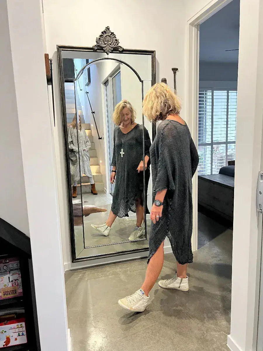 La Bottega di Brunella Linen Dress Vestito Fausta Campagna - Lava LUXAMORE  