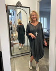 La Bottega di Brunella Linen Dress Vestito Fausta Campagna - Lava LUXAMORE  