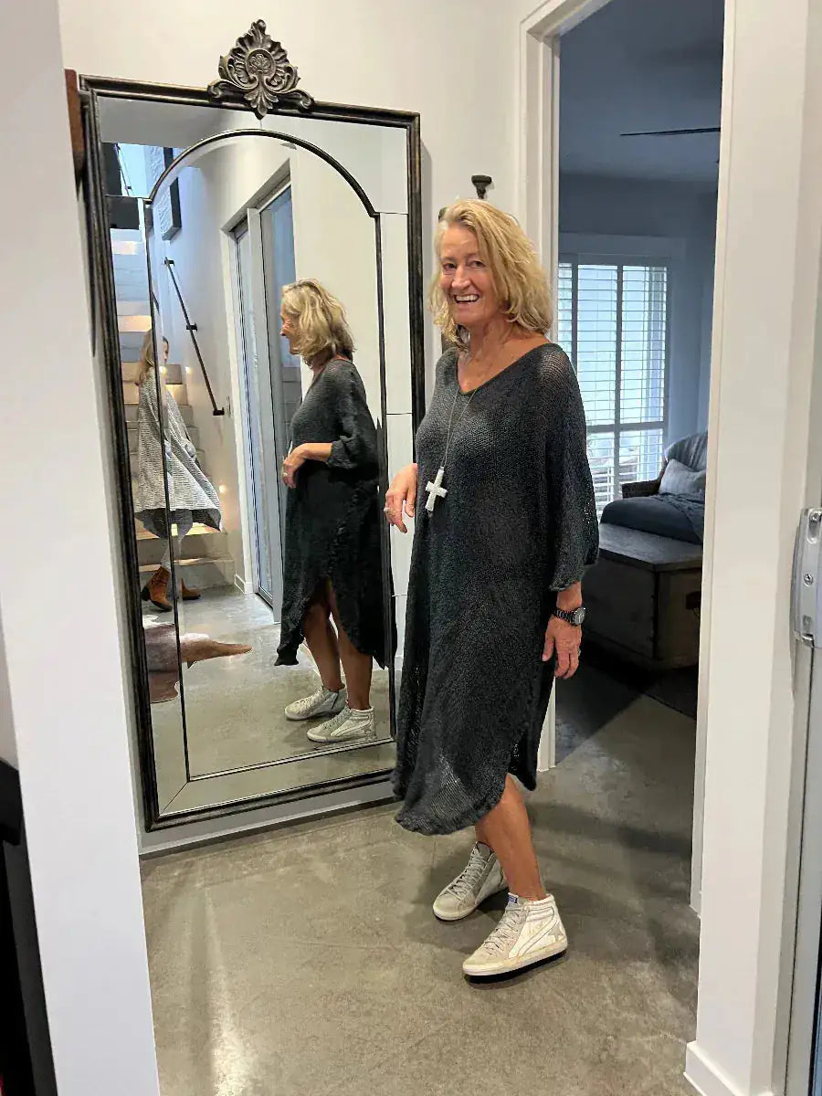 La Bottega di Brunella Linen Dress Vestito Fausta Campagna - Lava LUXAMORE  