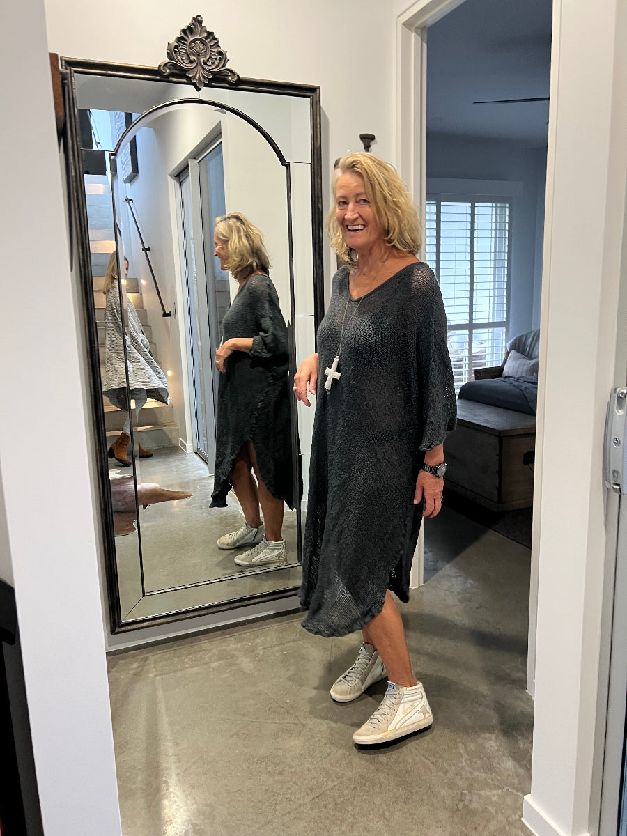 La Bottega di Brunella Linen Dress Vestito Fausta Campagna - Lava - LUXAMORE -Dress-