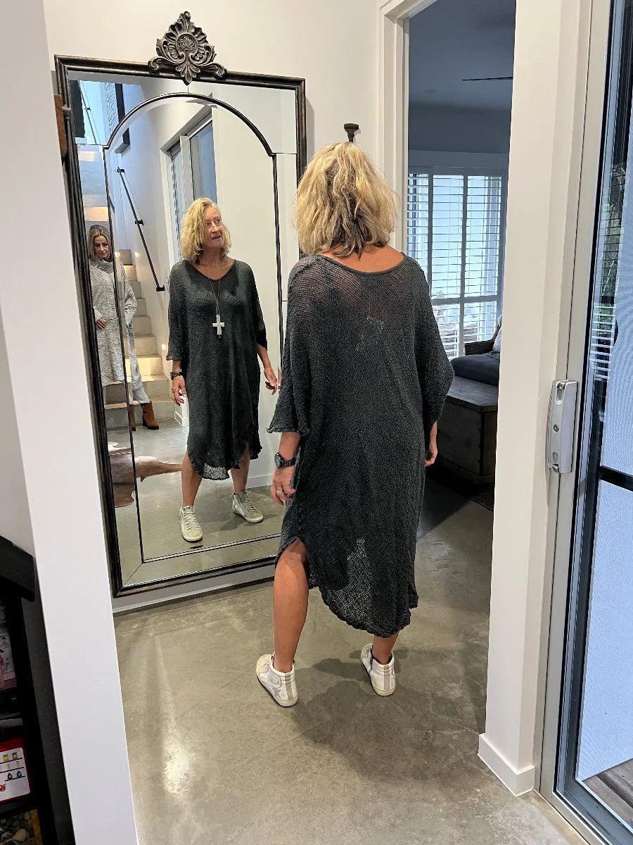 La Bottega di Brunella Linen Dress Vestito Fausta Campagna - Lava - LUXAMORE -Dress-