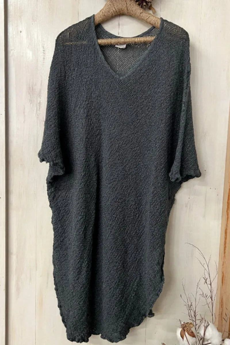 La Bottega di Brunella Linen Dress Vestito Fausta Campagna - Lava - LUXAMORE -Dress-