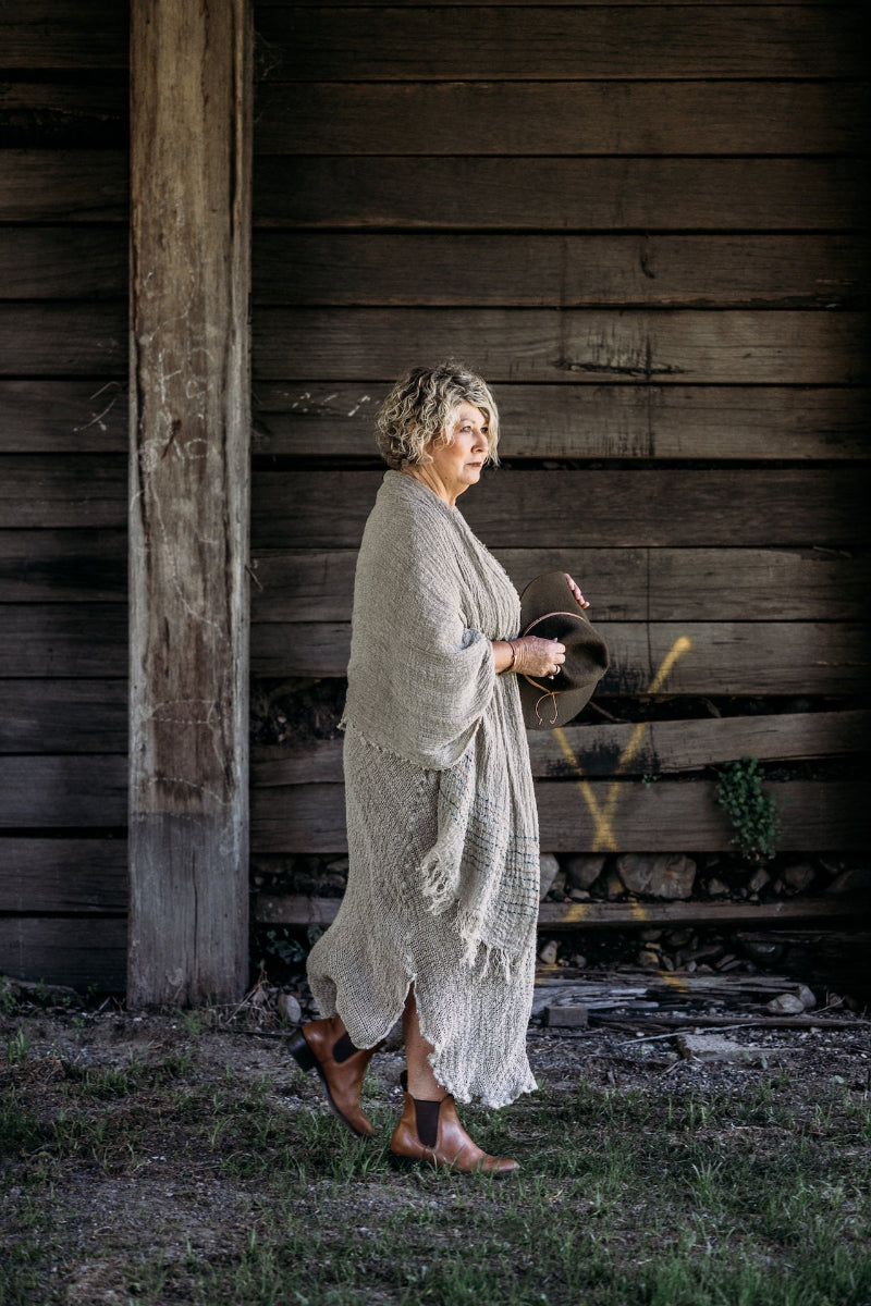 La Bottega di Brunella Linen Dress Vestito Fausta Campagna - Natural - LUXAMORE -Dress-