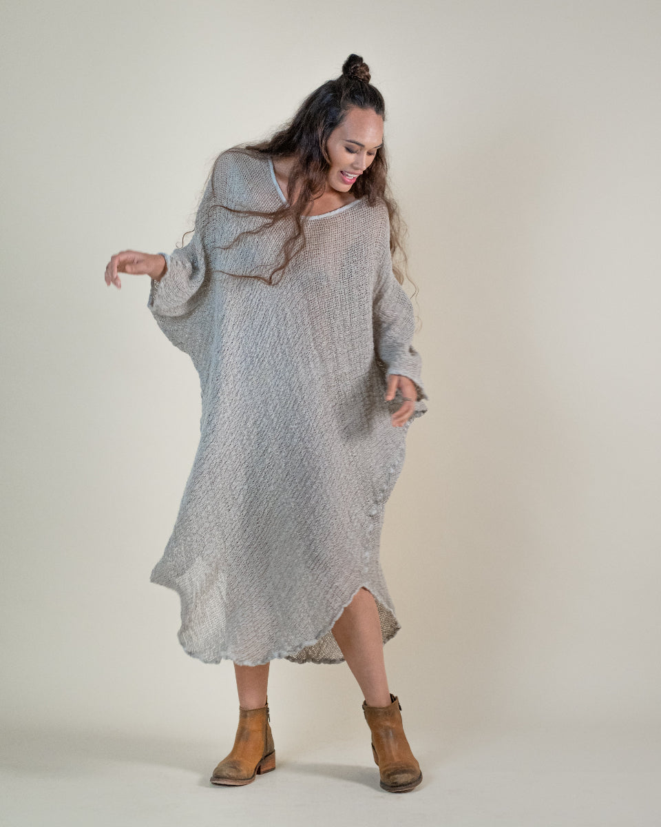 La Bottega di Brunella Linen Dress Vestito Fausta Campagna - Natural - LUXAMORE -Dress-