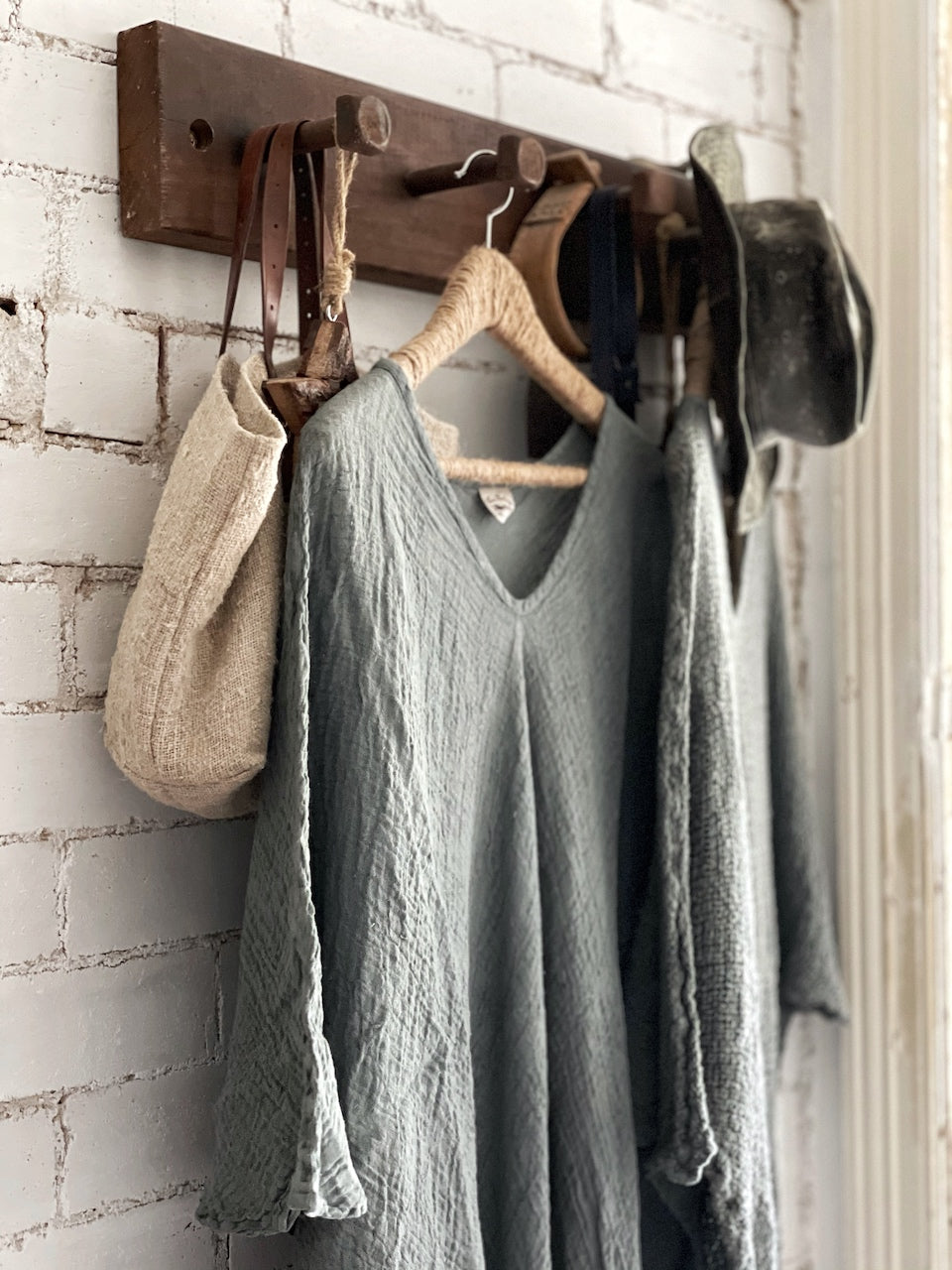La Bottega di Brunella Linen Dress Vestito Fausta Garzata - Fossil - LUXAMORE -Dress-