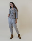 Woman Wearing La Bottega di Brunella Linen Pants - Fossil - Pants LUXAMORE