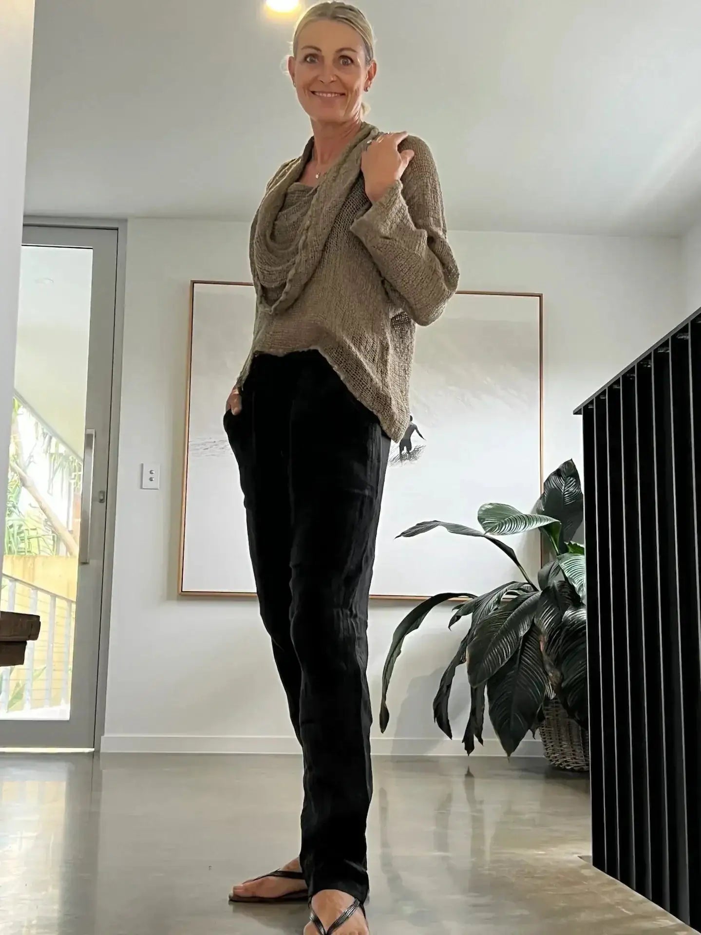 La Bottega di Brunella Pantalone Agathos Linen Pants Black LUXAMORE  