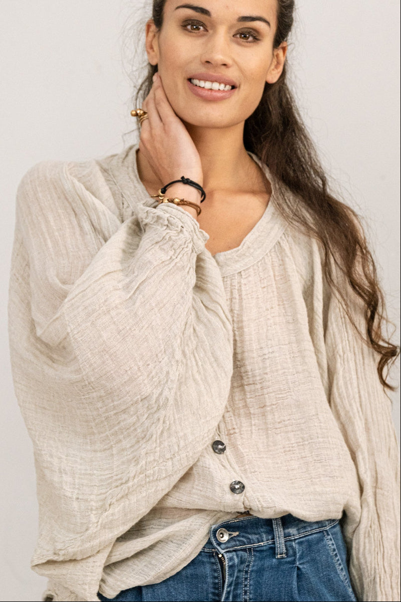 La Bottega di Brunella Top Camicia Zolla - Garzata Nero - LUXAMORE -Tops-La Bottega di Brunella Camicia Zolla – Nero handcrafted linen tops made in Italy. Ethically woven with natural fibers. Explore La Bottega di Brunella’s linen tops.