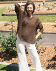 Woman Wearing La Bottega di Brunella Top Maglia Bonta - Campagna Chocolate - Tops LUXAMORE