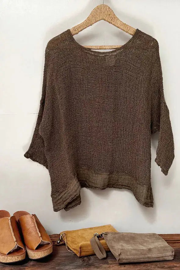 La Bottega di Brunella Top Maglia Europa - Campagna Chocolate - LUXAMORE -Tops-