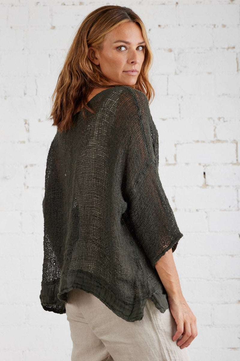 La Bottega di Brunella Top Maglia Europa - Campagna Fossil - LUXAMORE -Tops-La Bottega di Brunella Maglia Europa Fossil - Campagna linen top garments, designed and handcrafted in Italy. Shop La Bottega di Brunella Linen Tops at Luxamore