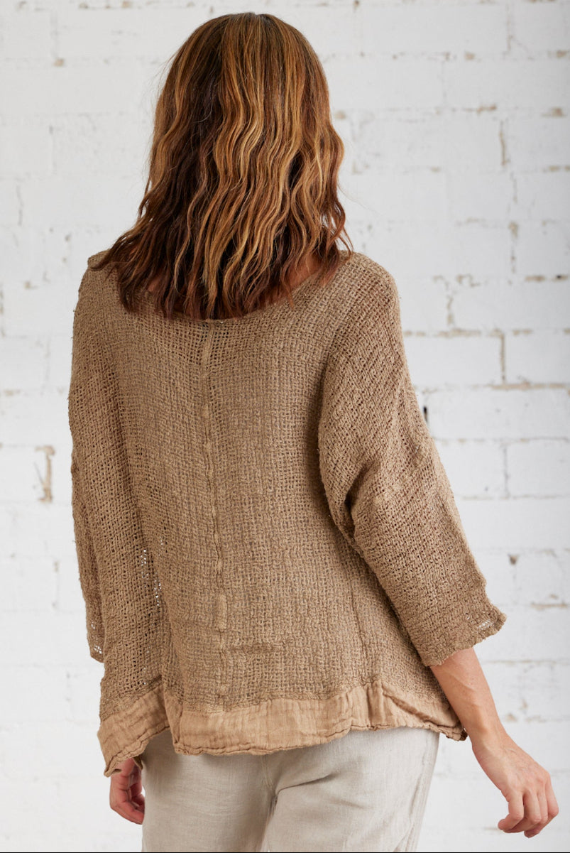 La Bottega di Brunella Top Maglia Europa - Campagna Naturale - LUXAMORE -Tops-La Bottega di Brunella Maglia Europa Naturale - Campagna linen top garments, designed and handcrafted in Italy. Shop La Bottega di Brunella Linen Tops.