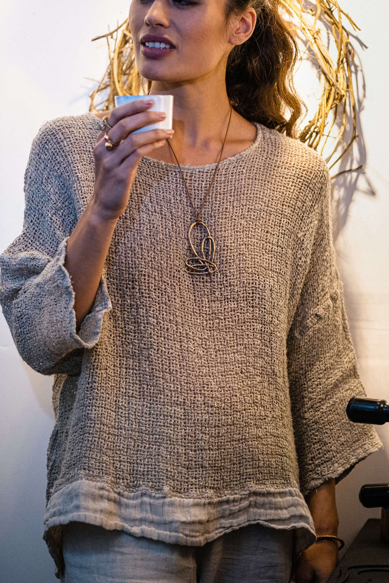 La Bottega di Brunella Top Maglia Europa - Campagna Naturale - LUXAMORE -Tops-La Bottega di Brunella Maglia Europa Naturale - Campagna linen top garments, designed and handcrafted in Italy. Shop La Bottega di Brunella Linen Tops.
