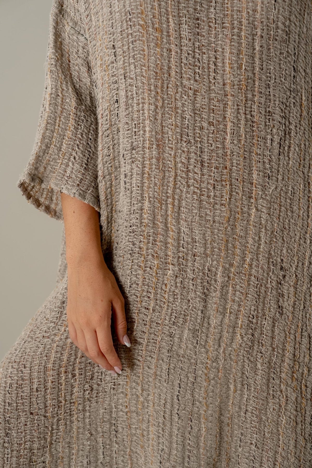 Woman Wearing La Bottega di Brunella VESTITO ICARO - Michelangelo linen dress LUXAMORE 