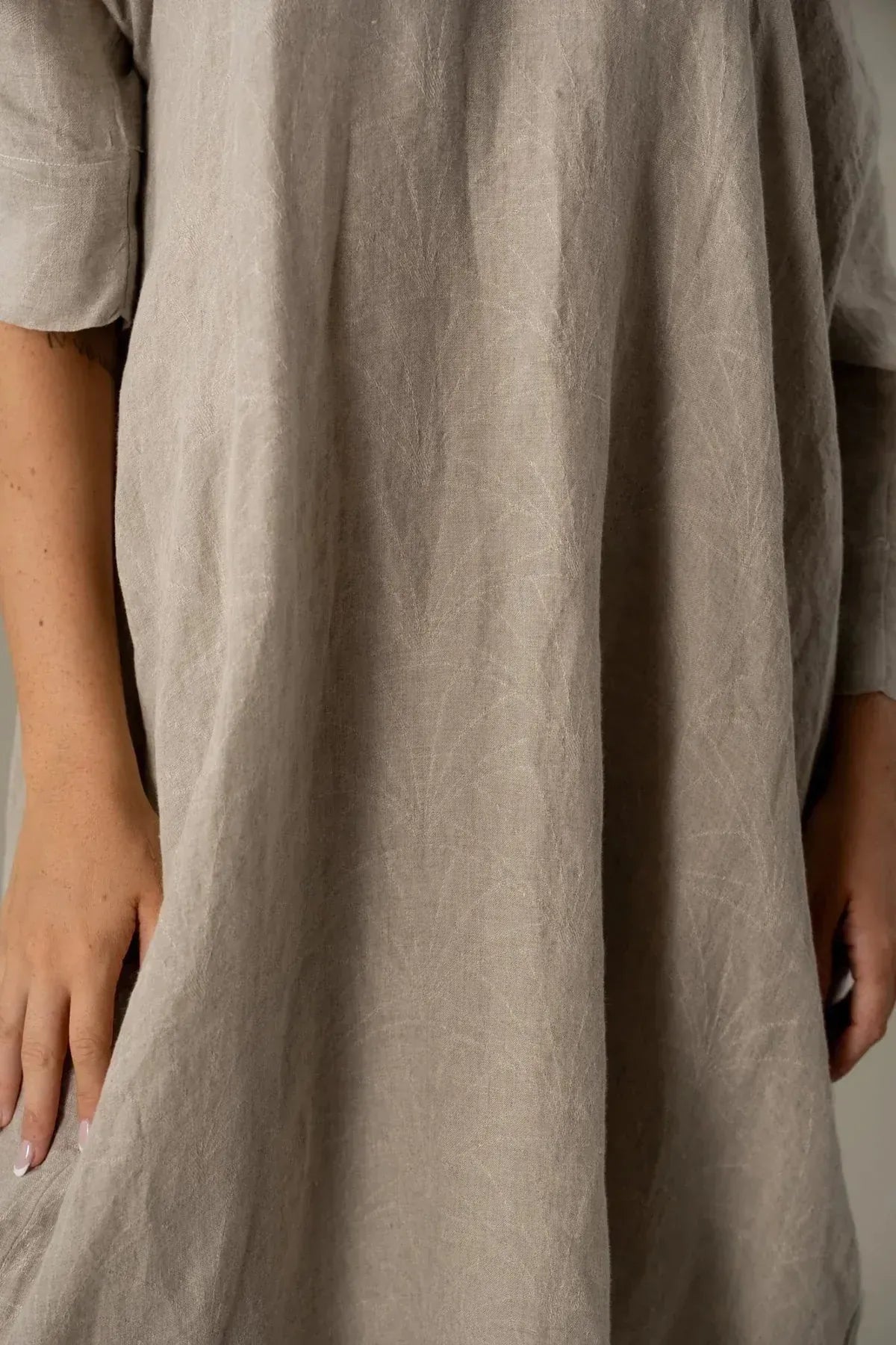 La Bottega di Brunella VESTITO SULTANO - Blue worn by model in natural setting LUXAMORE 