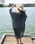 Woman Wearing La Bottega di Brunella Linen Dress Fausta Garzata - Lava - Dress LUXAMORE