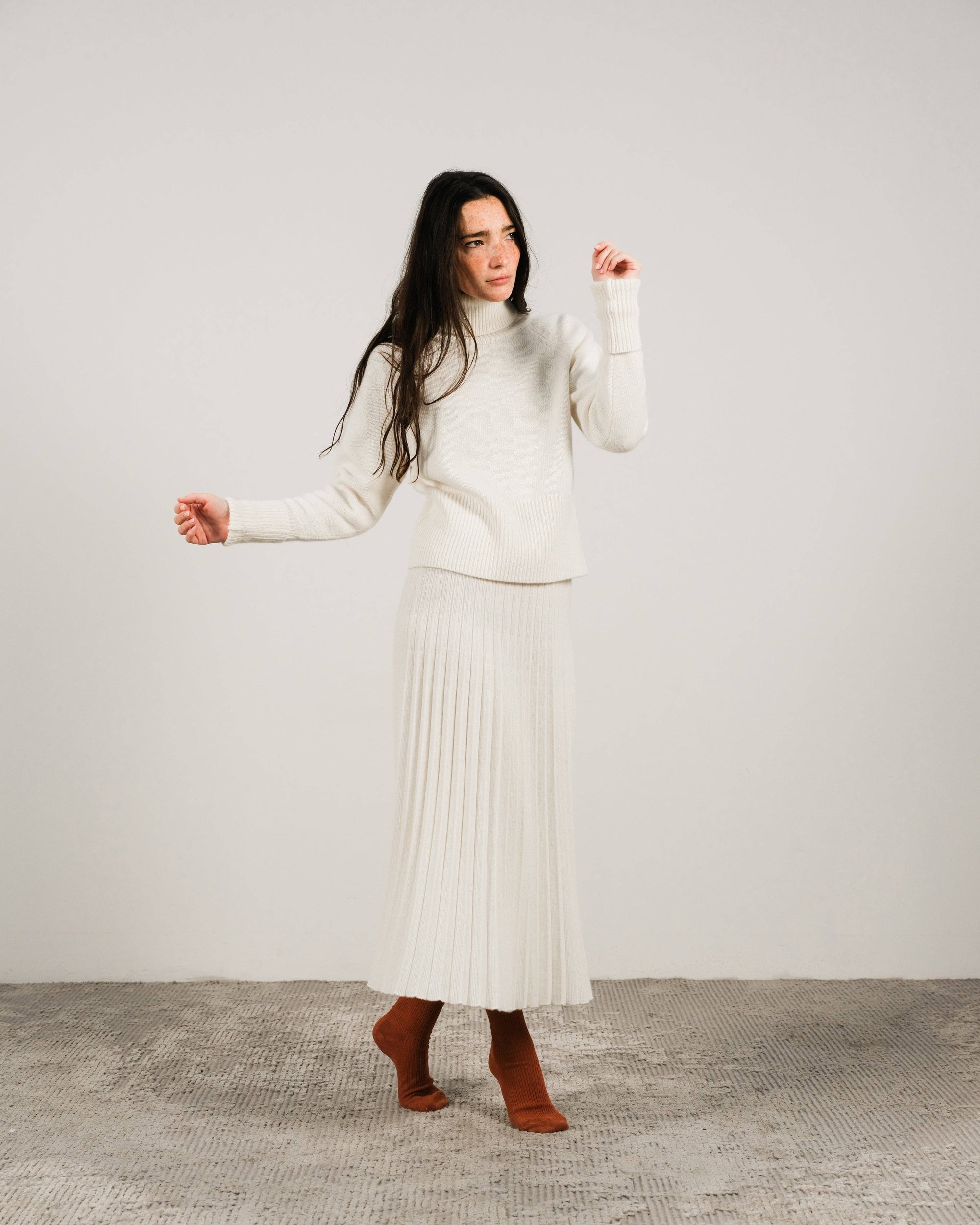 Lemme blend cashmere pleated skirts Caramello