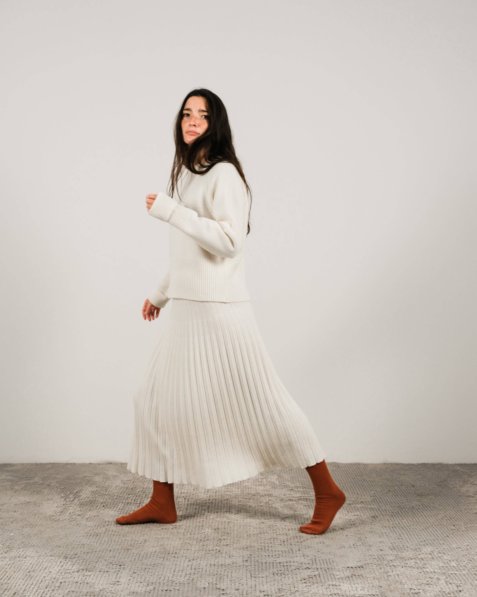 Lemme blend cashmere pleated skirts Caramello