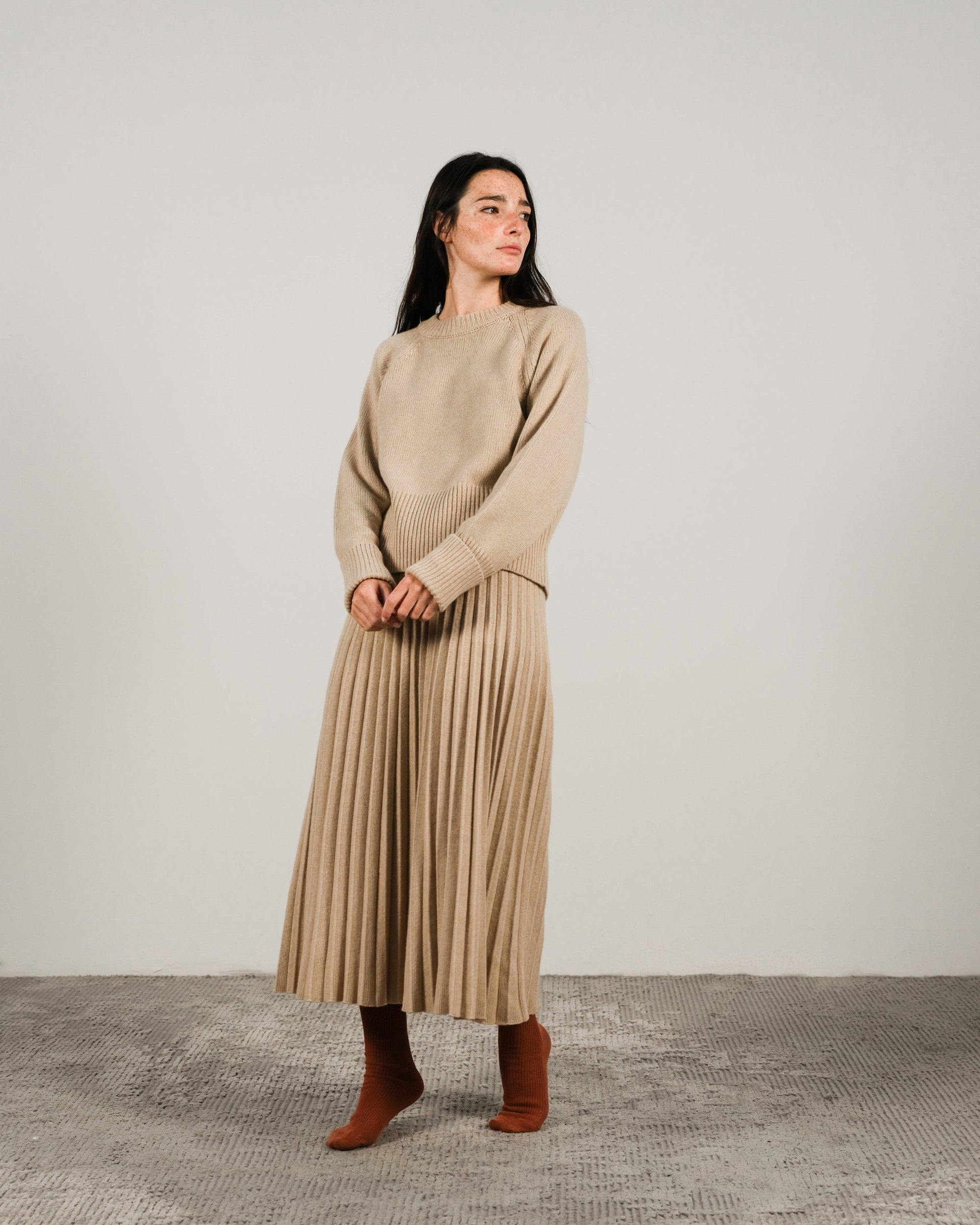 Lemme blend cashmere pleated skirts Caramello