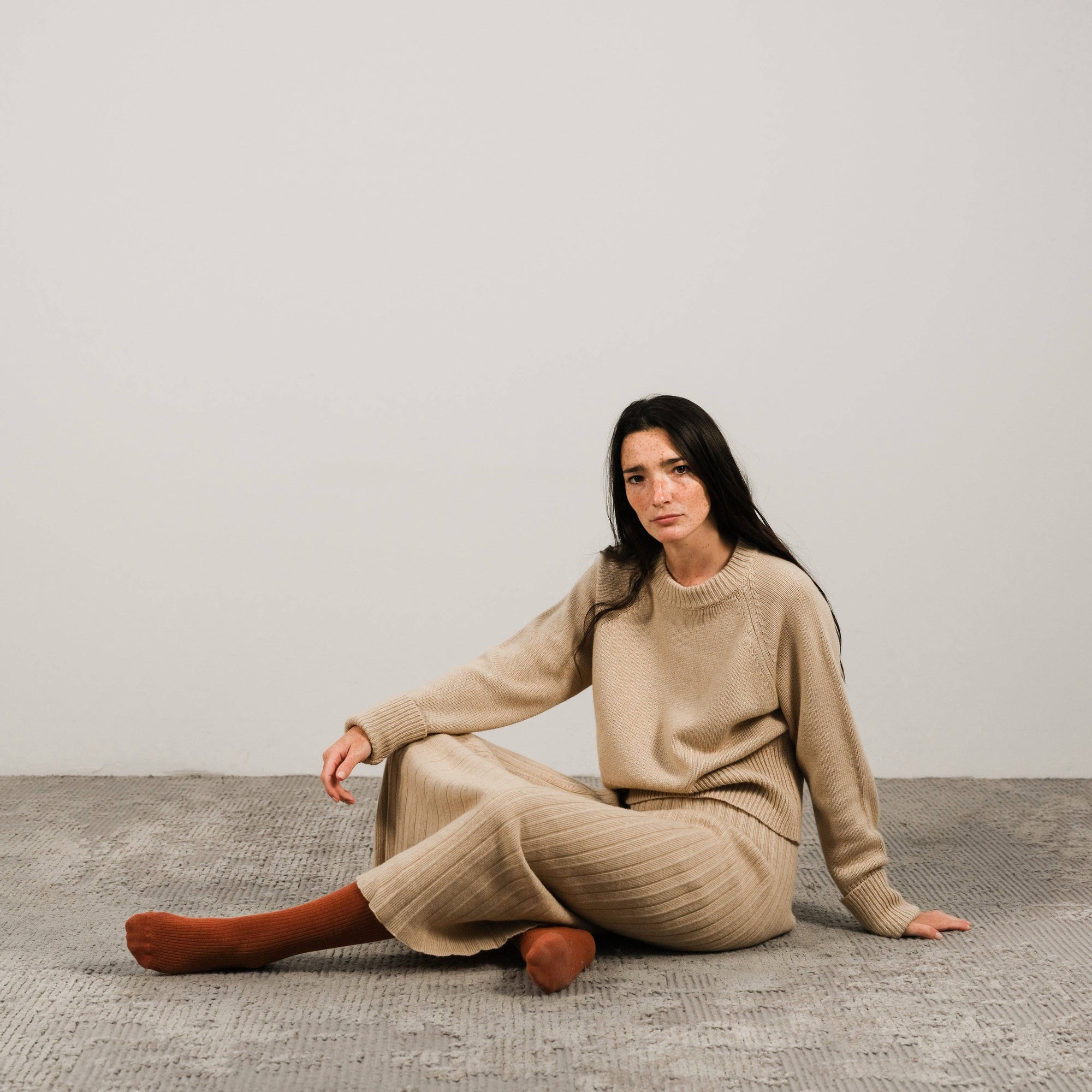 Lemme blend cashmere pleated skirts Caramello