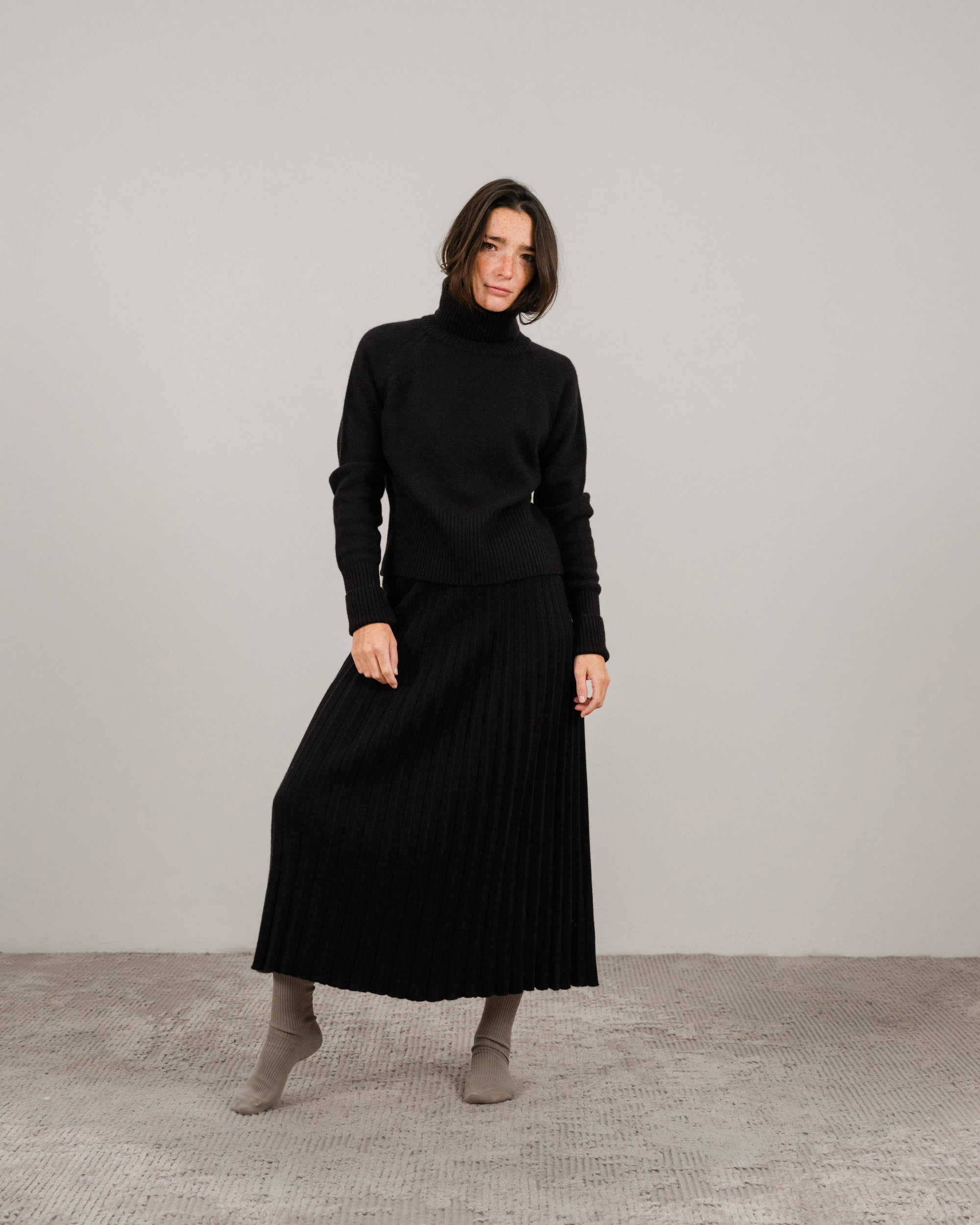 Lemme blend cashmere pleated skirts Caramello