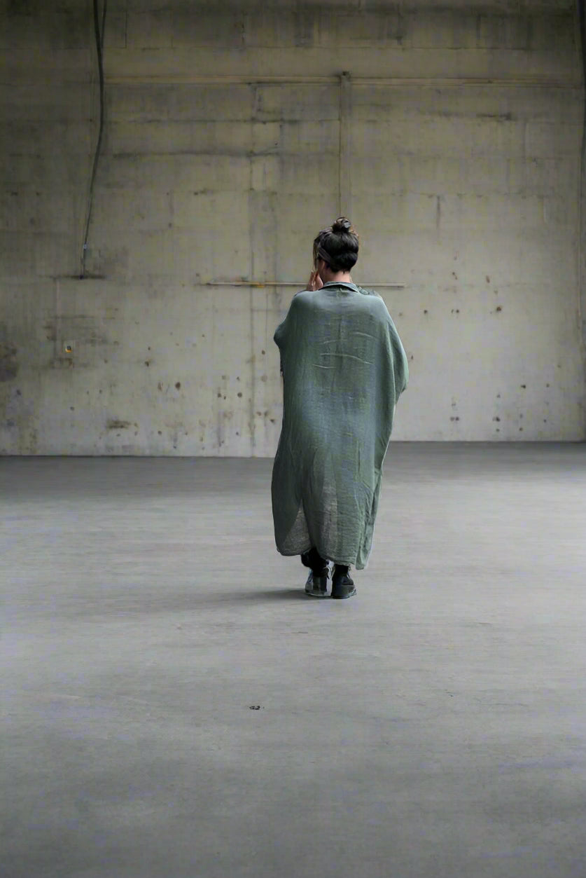 Linen Dress Made in Italy – Olive Kaftan - LUXAMORE -Dress-Elegant linen dress made in Italy. This olive kaftan offers breathable comfort, relaxed sophistication, and year-round wearability. Shop LUXAMORE now.