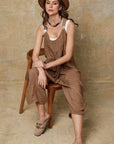 woman wearing Linen Jumpsuit Made in Italy Tobacco LUXAMORE 
