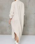 Linen Shirtdress, Button-Up, Maxi Made in Italy Fuchsia LUXAMORE  