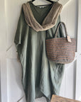 Made in Italy Resort Linen Kaftan Caramel - LUXAMORE -Dress-