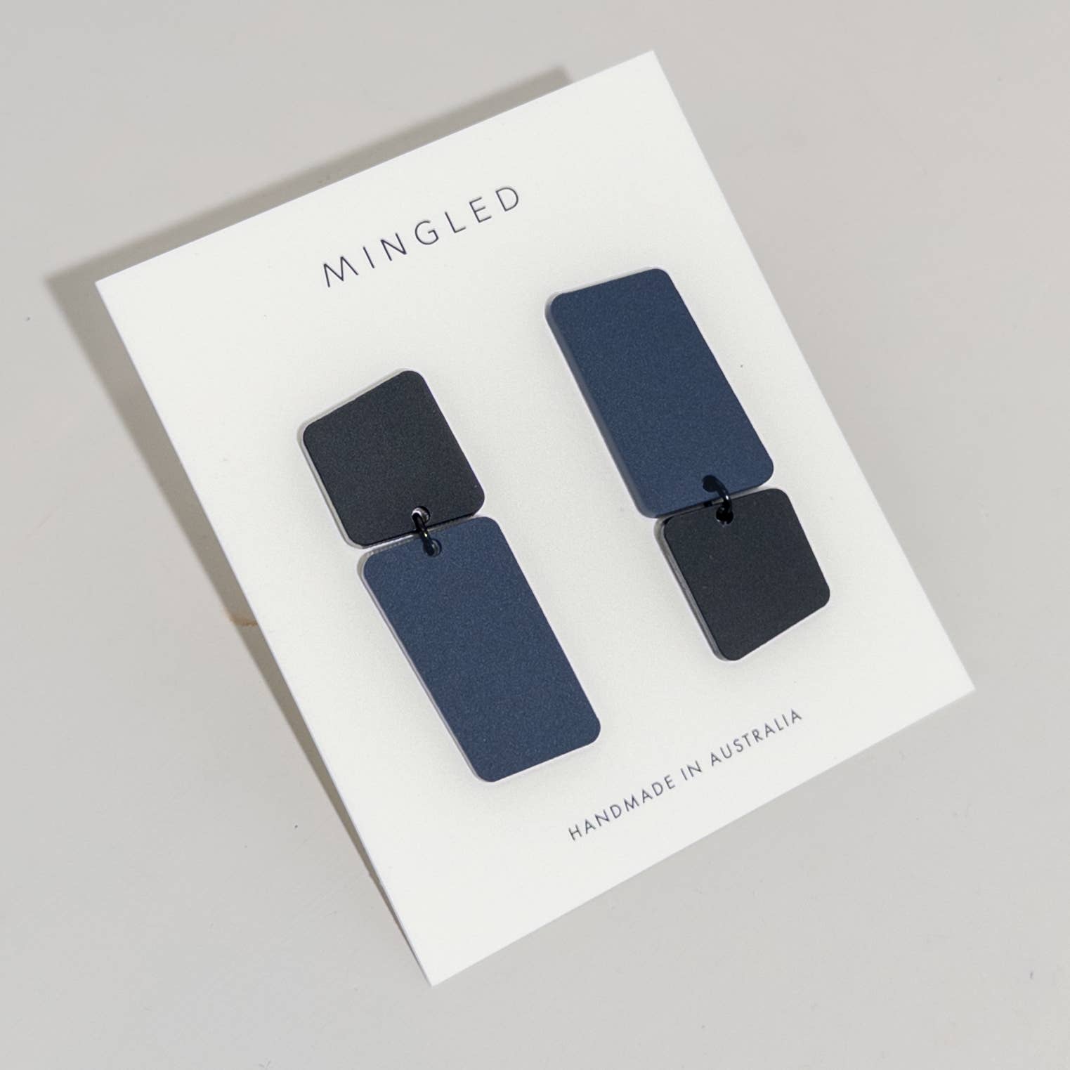Mingled Bauhaus | Asymmetrical Earrings - Dark Blue and Black