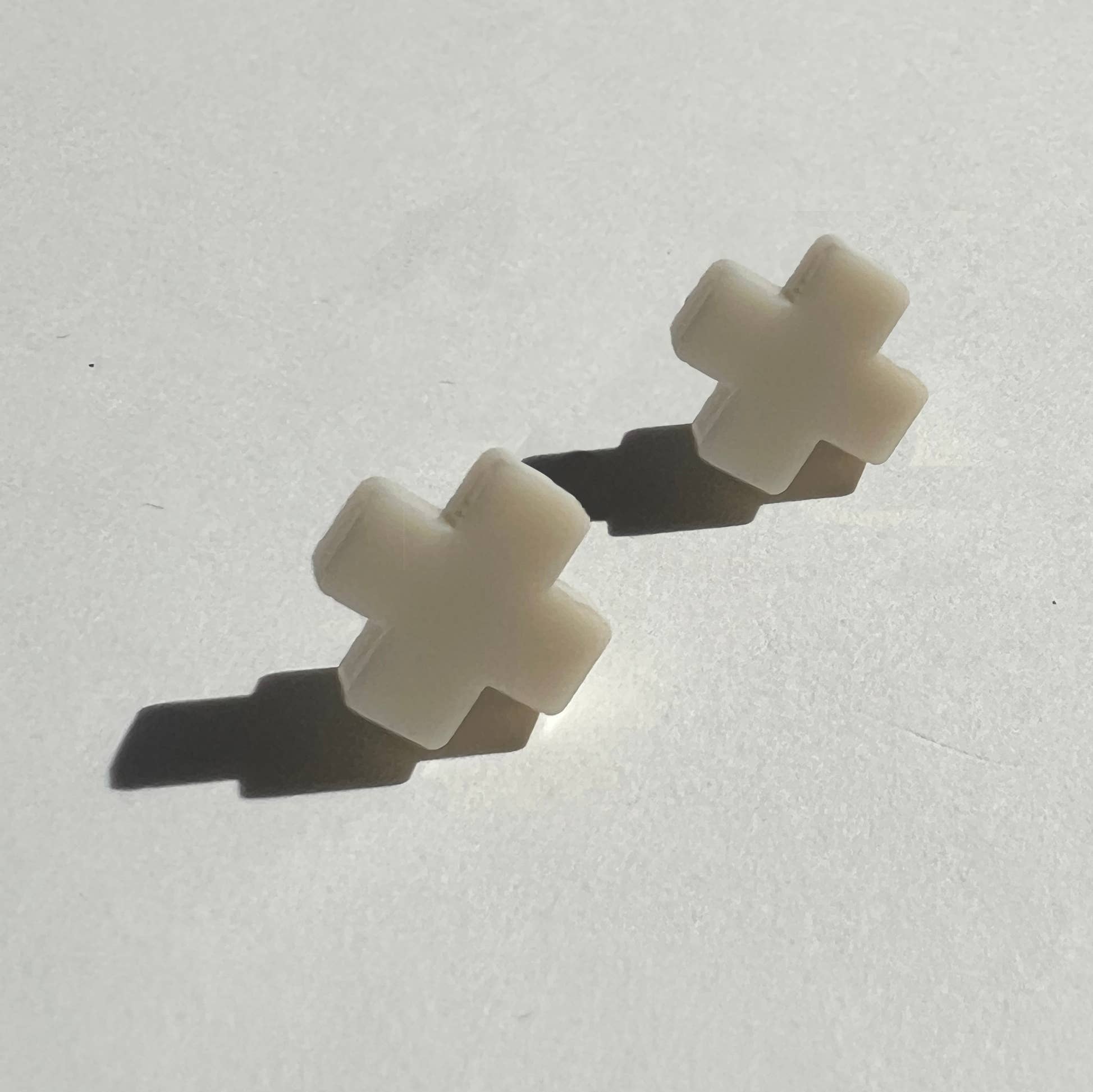 Mingled Beige Cross Stud Earrings - Small Cross Earrings, Minimalist - LUXAMORE -Earings