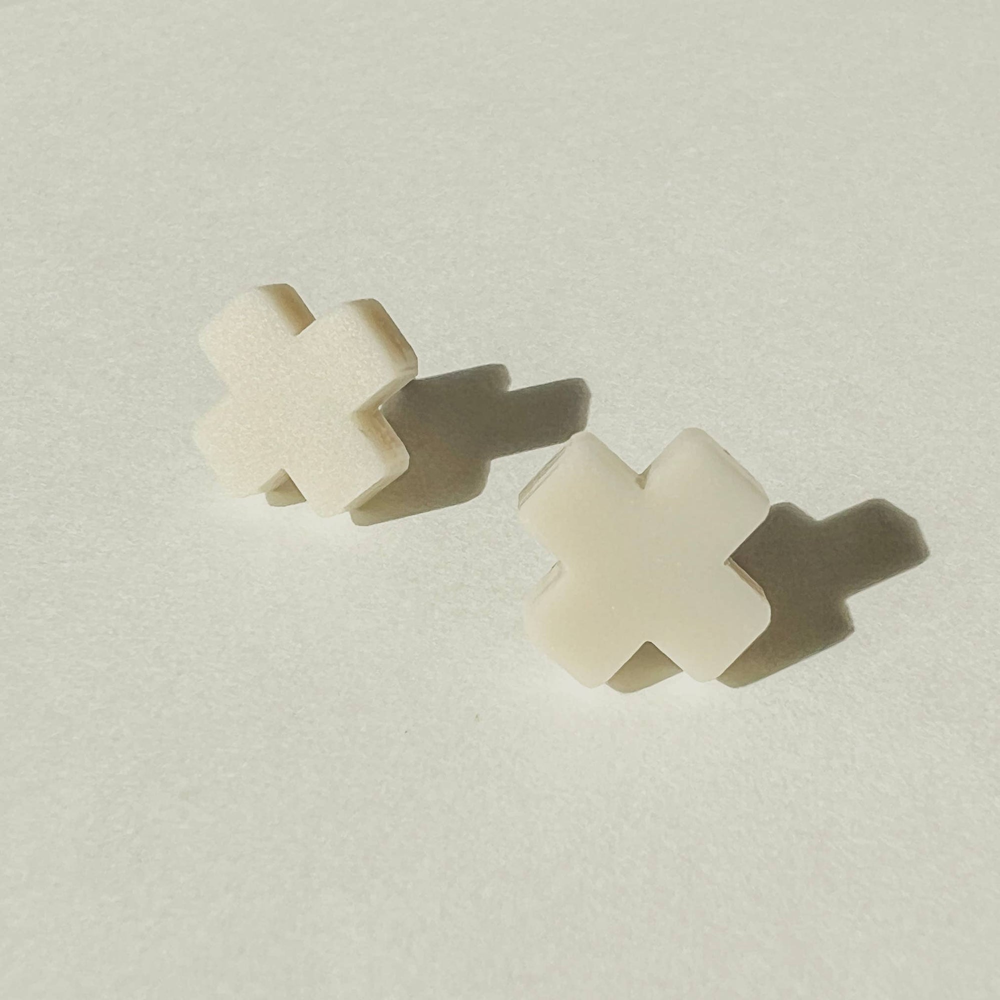 Mingled Beige Cross Stud Earrings - Small Cross Earrings, Minimalist - LUXAMORE -Earings