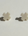 Mingled Beige Cross Stud Earrings - Small Cross Earrings, Minimalist - LUXAMORE -Earings