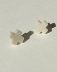 Mingled Beige Cross Stud Earrings - Small Cross Earrings, Minimalist - LUXAMORE -Earings