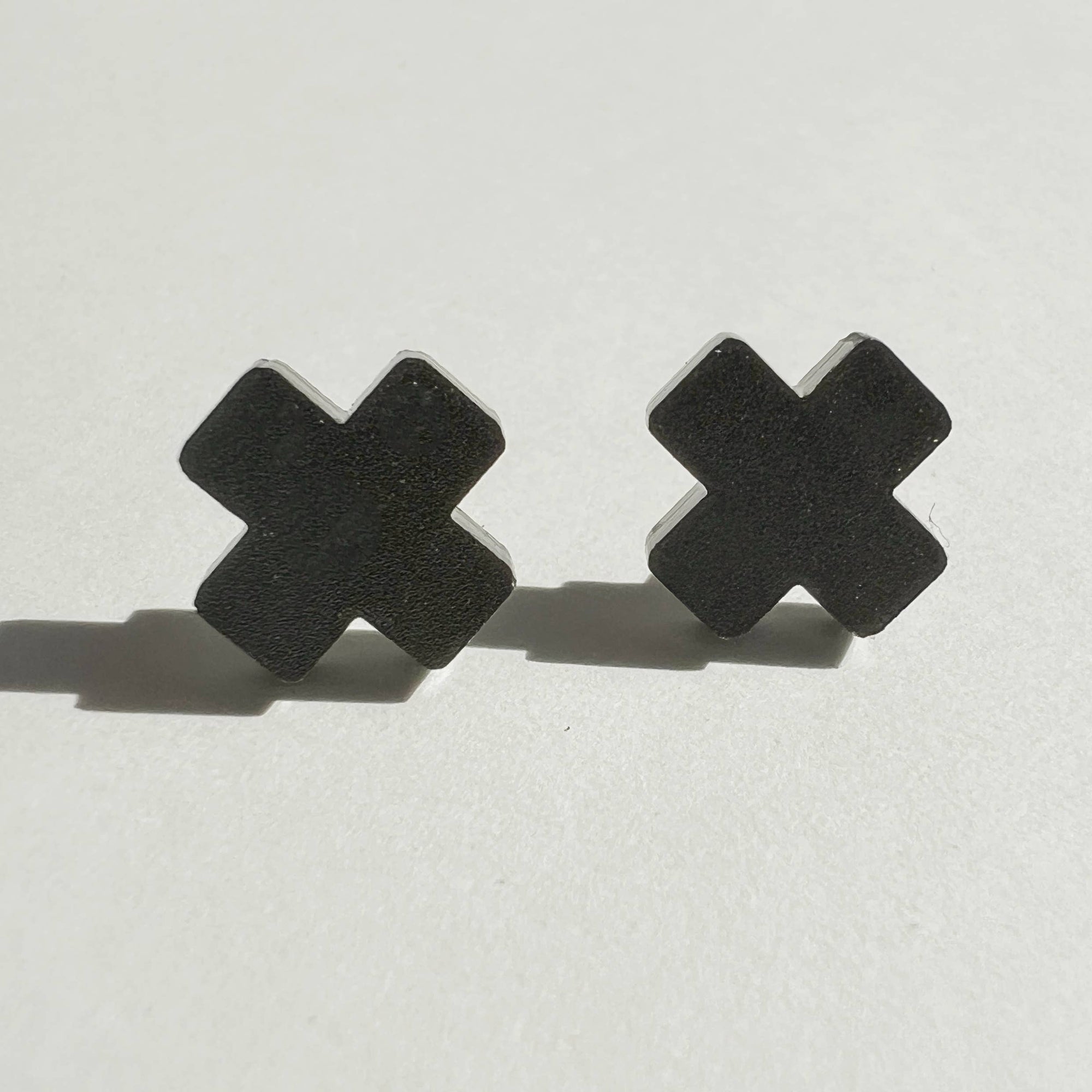Mingled Black Cross Stud Earrings - Small Cross Earrings, Minimalist - LUXAMORE -Earings-Mingled Black Cross Stud Earrings Small Cross Earrings, Minimalist style The gorgeous Cross Studs are a super cool stud in a matte black minimalist style.