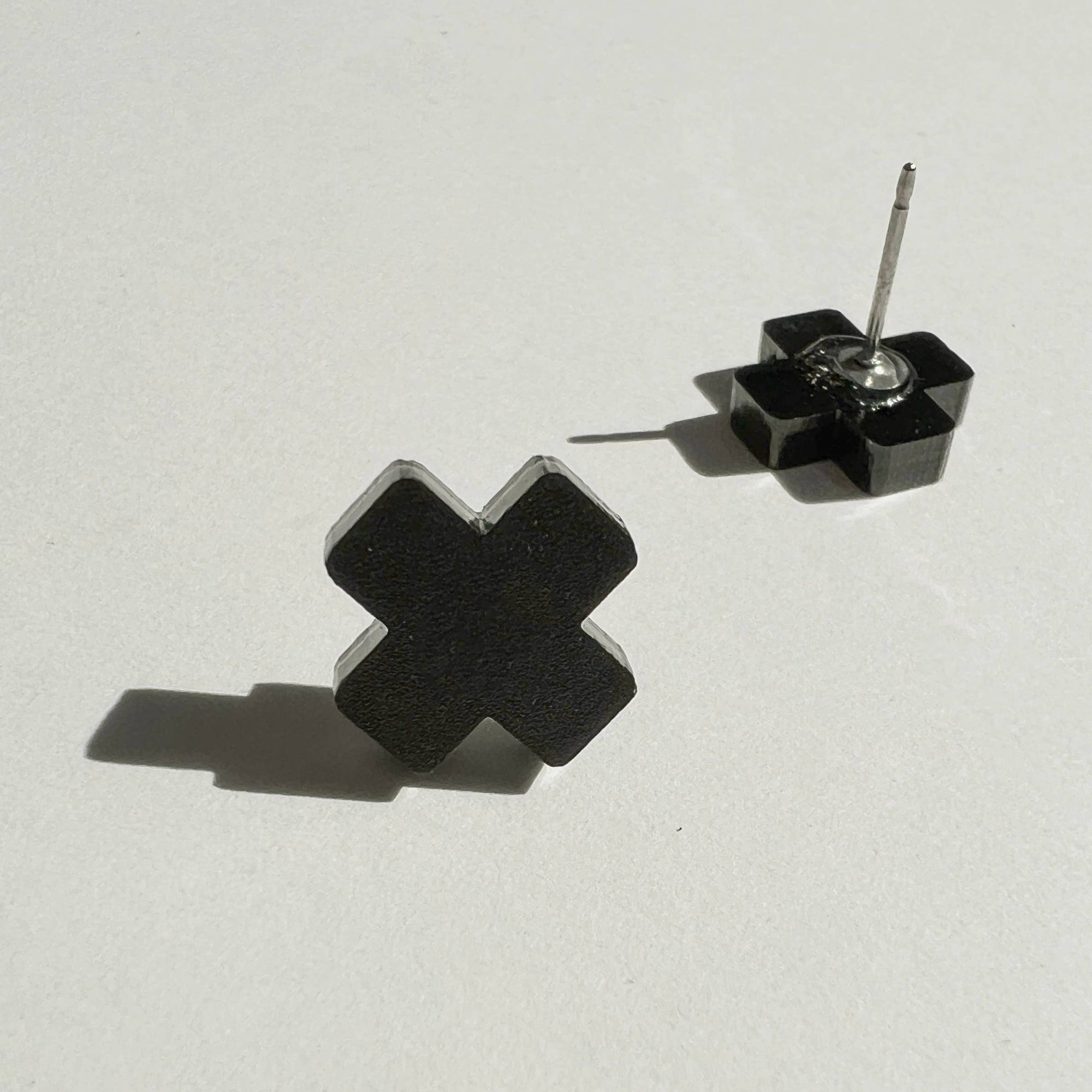 Mingled Black Cross Stud Earrings - Small Cross Earrings, Minimalist - LUXAMORE -Earings-Mingled Black Cross Stud Earrings Small Cross Earrings, Minimalist style The gorgeous Cross Studs are a super cool stud in a matte black minimalist style.