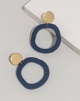 Mingled Charlie Dark Blue Dangle Earrings - LUXAMORE -Earings