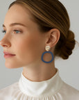 Mingled Charlie Dark Blue Dangle Earrings - LUXAMORE -Earings